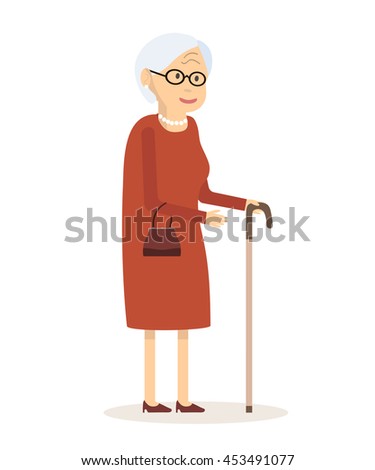 Old Woman Cane Senior Lady Glasses Stock Illustration 453491077 ...