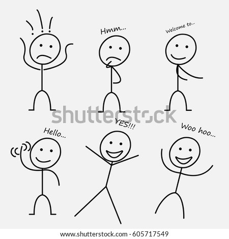 Six Different Stick Figure Different Pose Stock Vector 106028339 ...