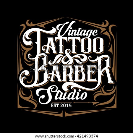 Vector Tattoo Studio Barber Shop Logo Stock Vector 421493374 - Shutterstock