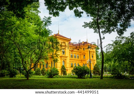 Hanoi Presidential Palace view behind the trees, Hanoi, Vietnam