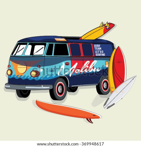 Surf Bus Vector Illustration Stock Vector 369948617 - Shutterstock