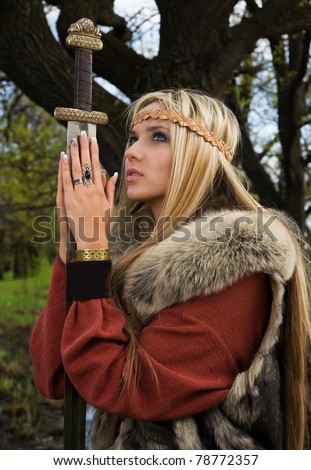 Viking Girl Warrior Sword Wood Stock Photo 78780151 - Shutterstock