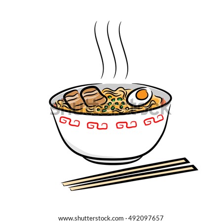 Ramen Noodle Hand Drawn Vector Illustration Stock Vector 492097657