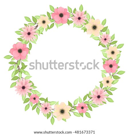 Vector Flowers Set Beautiful Wreath Elegant Stock Vector 423321838