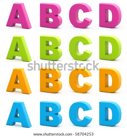 Worksheet A B C D In Vertical Letter 3d letters stock images royalty free vectors shutterstock set of isolated on white part 1 6