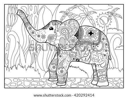 Elephant Jungle Coloring Page Mandala Style Stock Vector 420292414 ...