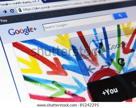 LONDON - SEPT 20: Google announces that its social networking service, Google+, is open to all on Sept 20, 2011 in London, UK. Google+ is competing directly against social networking giant Facebook.