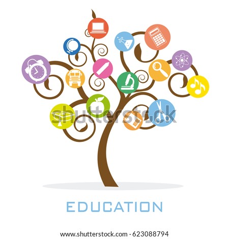 Tree Education Icons Stock Vector 623088794 - Shutterstock