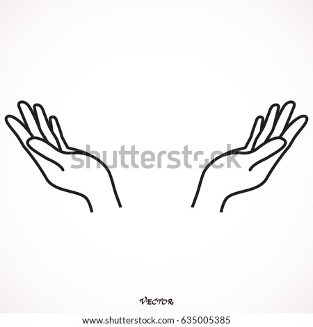 Side View Line Art Hand Palm Stock Vector 233411020 - Shutterstock