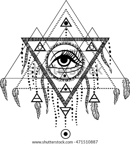 blackwork tattoo flash dreamcatcher third eye stock vector blackwork tattoo flash dreamcatcher third eye stock vector
