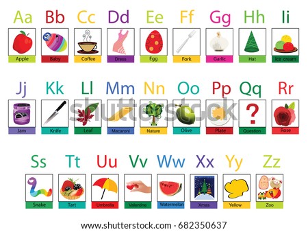 Vector Alphabet Letter A Z Back School Colorful Picture Stock Vector ...