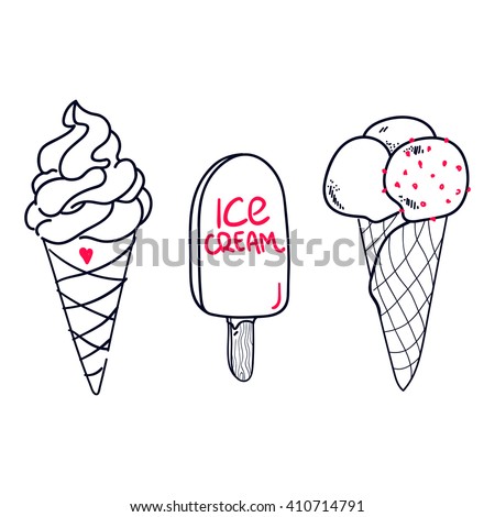 Ice Cream Doodle Stock Images Royalty Free Vectors Collection Hand