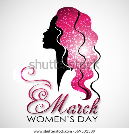 Women's Day. Vector Greeting Card with Woman Silhouette. The 8th of March