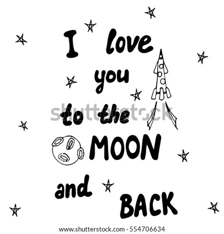 Lettering Love You Moon Back Holiday Stock Vector 554706634 - Shutterstock