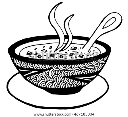 Simple Hand Drawn Doodle Illustration Bowl Stock Vector 467185334