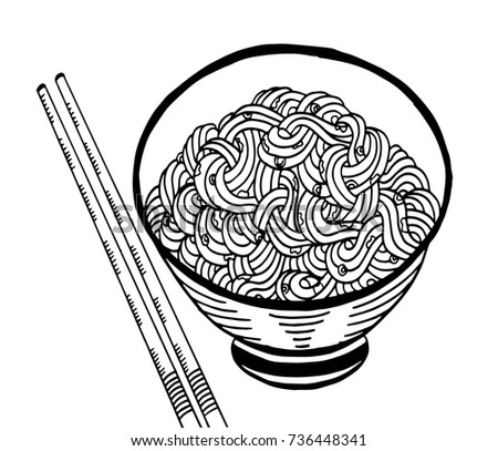 Noodles Bowl Cartoon Vector Illustration Hand Stock Vector 528950479 ...