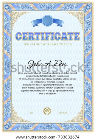 vintage certificate blank template blue color gamma and flourish elements in the frame border - Blue Certificate Border Template vintage certificate blank template blue color gamma and flourish elements in the frame border - Blue Certificate Border Template