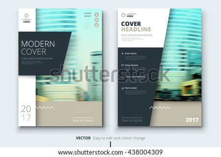 Brochure design. Corporate business template for annual report, catalog, magazine. Layout with modern biege elements and urban style photo. Creative poster, booklet, leaflet, flyer or banner concept