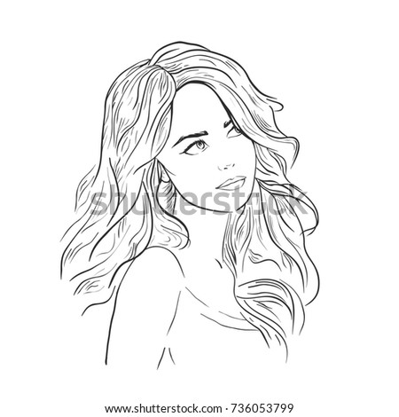 Young Pretty Woman Portrait Drawn Elegant Stock Vector 469091633 ...