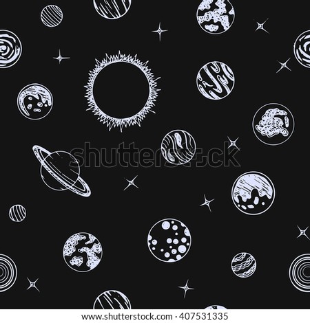 Planets Sun Drawing Black White Vector Stock Vector 98686310 - Shutterstock