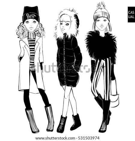 Vector Set Beautiful Fashionable Girls Cute Stock Vector 531503974 - Shutterstock Vector Set Beautiful Fashionable Girls Cute Stock Vector 531503974 - Shutterstock