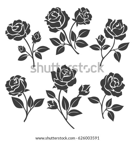 Rose Silhouettes Vector Illustration Black Buds Stock Vector 626003591 ...