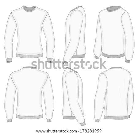 Download White Mens Sweatshirt Template Front Back Stock Vector ...