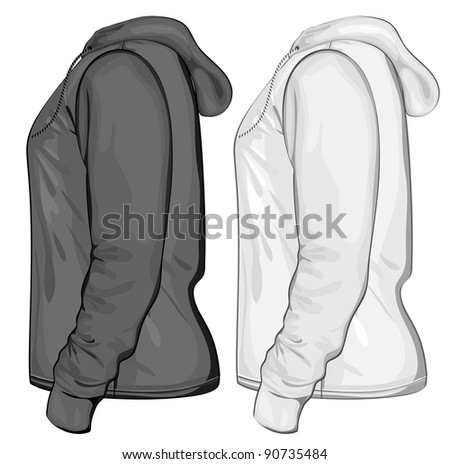 Download Vector Hooded Sweatshirt Zipper Side View Stock Vector 90735484 - Shutterstock