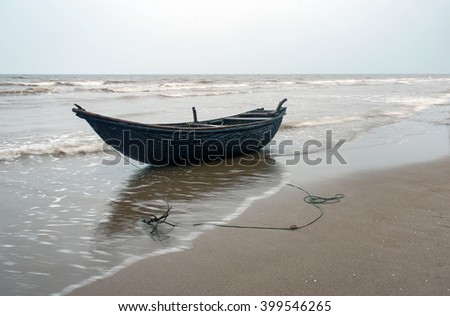 THANH HOA, Vietnam, August 21, 2015 the boat was moored, coast Sam Son, Thanh Hoa, Vietnam