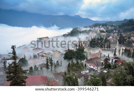 SAPA, VIETNAM, February 15, 2016 the town of Sa Pa. Lao Cai highland province, Vietnam