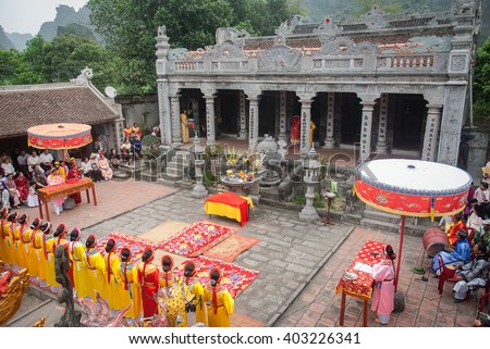 Ninh Binh, Vietnam, April 9, 2016 Thai Vi Temple Festival, Ninh Binh, Vietnam