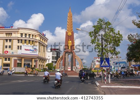 CA MAU, VIETNAM, April 28, 2016 downtown Ca Mau, Vietnam
