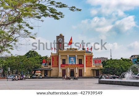 HAI PHONG, VIETNAM, May 29, 2016 Building, downtown Hai Phong, Vietnam. Because French architect who built