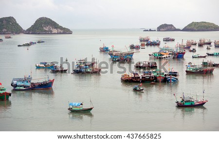CAT BA, VIET NAM, June 10, 2016 Cat Ba bay. It has been recognized as a UNESCO biosphere reserve in the world