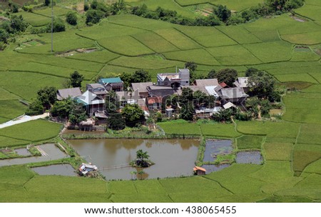 HOA BINH, VIET NAM, May 4, 2016 the valley, the village of Mai Chau, Hoa Binh mountainous province, Vietnam