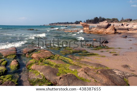 Binh Thuan, Vietnam, April 26, 2016 ancient rock, called (Co Thach) waters Binh Thuan, Vietnam