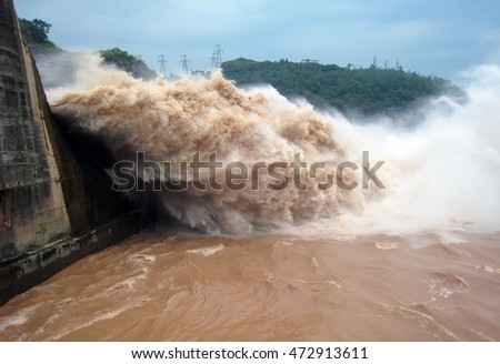 HOA BINH, Vietnam, August 14, 2016 waterfalls, Hoa Binh hydropower, Hoa Binh Province, Vietnam highland