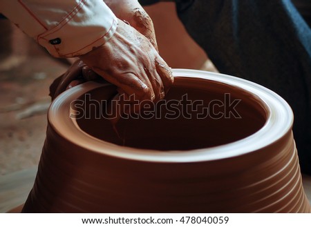 BAC Ninh, Vietnam, June 30, 2016 ceramic clay traditional arms, Phu Lang pottery village, Bac Ninh Province, Vietnam