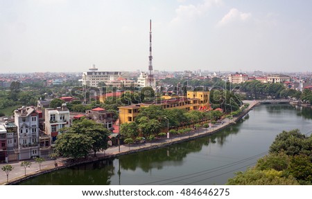 HAI DUONG, Vietnam, September 17, 2016 downtown Hai Duong, Vietnam, next to the river