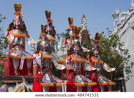 HAI DUONG, Vietnam, September 15, 2016 objects, the paper's image. worship, in the historic Con Son, Kiep Bac, Hai Duong Province, Vietnam