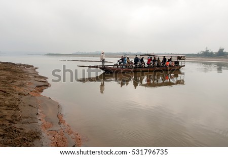 HAI DUONG, Vietnam, September 15, 2016 passenger boat trip across the river, countryside Hai Duong, Vietnam