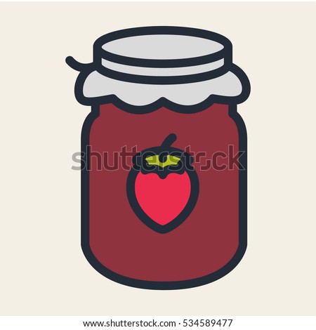 Strawberry Jam Jar Minimal Color Flat Stock Vector 534589477 - Shutterstock