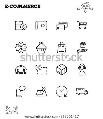 Ecommerce Flat Icon Set Collection High Stock Vector ...