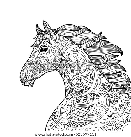 Horse Head Coloring Page Stock Images, Royalty-Free Images & Vectors ...