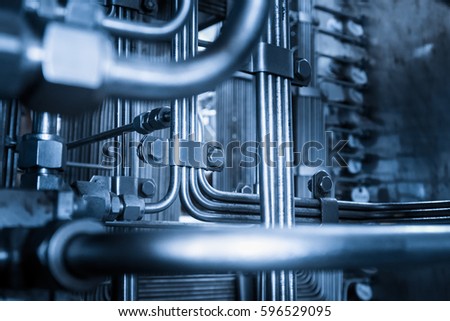 A Line of Pipes on Offshore Oil Rig in Petroleum Industry.