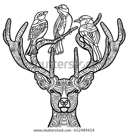 Deer Hunting Logos Sketch Coloring Page