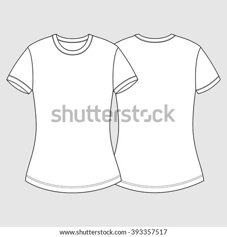 Basic Tshirt Fashion Illustration Cad Technical Stock Vector 393357517 ...
