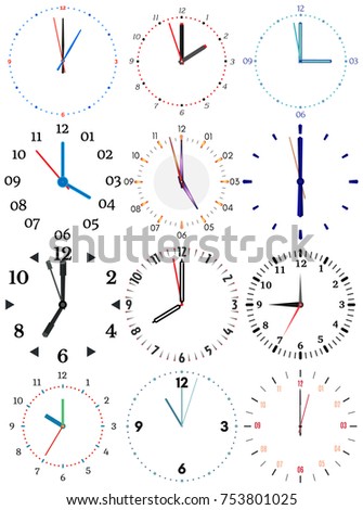 Set Different Mechanical Clocks Image Each Stock Vector 760852144 ... Set Different Mechanical Clocks Image Each Stock Vector 760852144 ...
