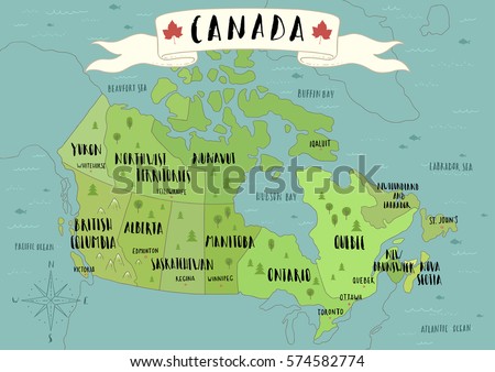 illustrated map canada stock vector 574582774 shutterstock