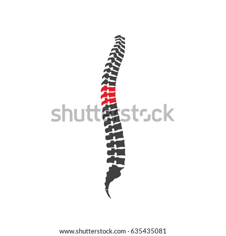 Vector human spine isolated silhouette illustration. Spine pain medical center, clinic, institute.